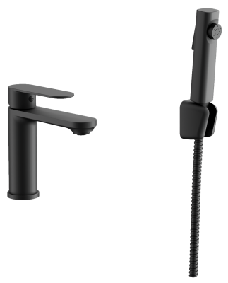 Смеситель для раковины BELZ с гигиенической лейкой черный (B12713-7) фото в интернет-магазине Русалия