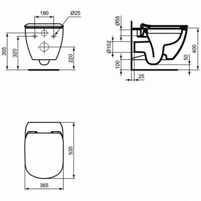 Унитаз подвесной безободковый T350301 TESI Rimless Ideal Standard фото в интернет-магазине Русалия