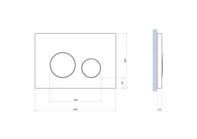Клавиша смыва TWINS белый матовый/золото A63535 Cersanit фото в интернет-магазине Русалия