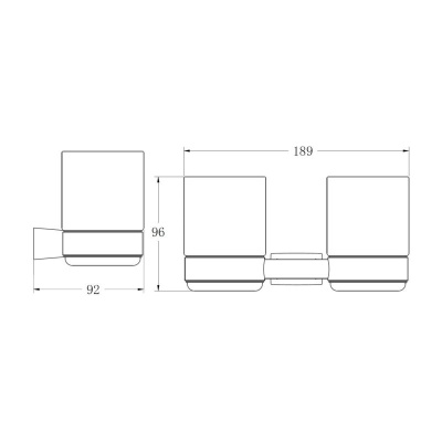 Стакан для ванной комнаты двойной BELZ B91108, хром фото в интернет-магазине Русалия