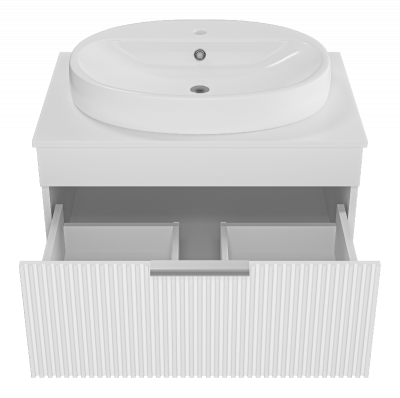 Тумба Enfida 70 подвесная (белая) с раковиной Ekokerama Doppia 65 Brevita фото в интернет-магазине Русалия