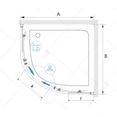 Душевой уголок 90х90 полукруг CL-54 RGW фото в интернет-магазине Русалия