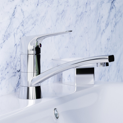 770220001 Jupiter, смеситель для умывальника с поворотным изливом, хром фото в интернет-магазине Русалия