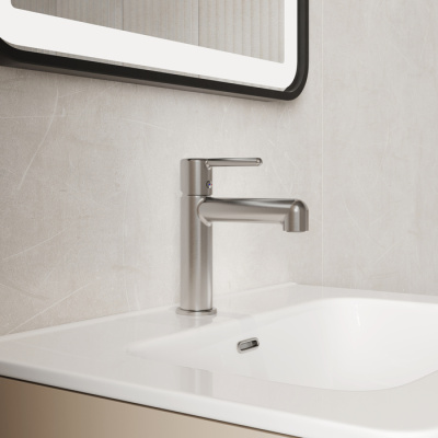 Смеситель для умывальника, хром матовый, Aiger, IDDIS (AIGBC00i01) фото в интернет-магазине Русалия