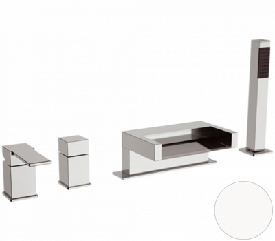 Смеситель для ванны Remer Qubika Cascata QC06BO, белый матовый фото в интернет-магазине Русалия