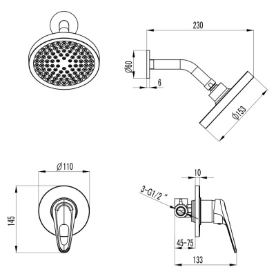 Смеситель Lemark Luna для душа встраиваемый (LM4120C) фото в интернет-магазине Русалия