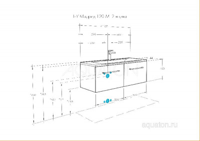 Тумба под раковину AQUATON Мадрид 120 М 2 ящика белый 1A170301MA010 фото в интернет-магазине Русалия
