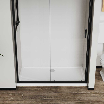 Душевая дверь City VDS-5CT110CLB, 1100, черный, стекло прозрачное Vincea фото в интернет-магазине Русалия