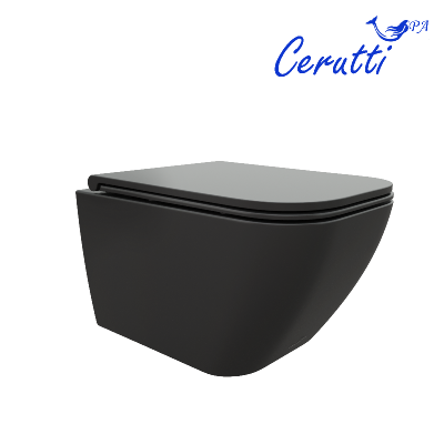 Унитаз MIMI Aria MB подвесной безободковый черный матовый, ТЕРМООБЖИГ (не плёнка) CT8920 Ceruttispa (510х350х355) фото в интернет-магазине Русалия