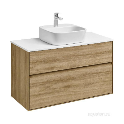 Тумба под раковину AQUATON Либерти 100 2 ящика, дуб эльвезия 1A279601LYC70 фото в интернет-магазине Русалия