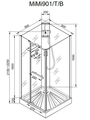 Кабина MiMi90T душевая Ceruttispa (90x90x215-225) фото в интернет-магазине Русалия