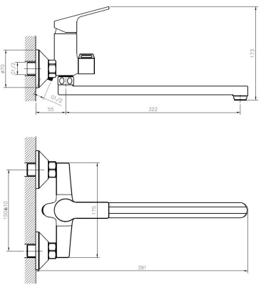Смеситель для ванны и душа ESKO SAINT-PETERSBURG (SPb 31) фото в интернет-магазине Русалия