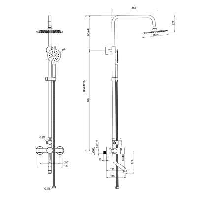 Душевая система OLIVE'S для ванны с верхним душем BALEAR (13511BL) фото в интернет-магазине Русалия