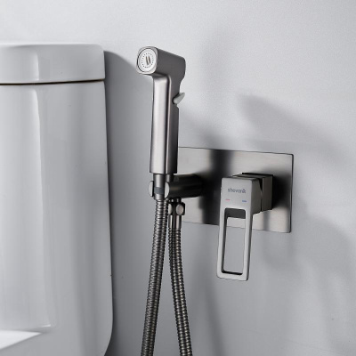 Гигиенический душ со смесителем Shevanik S6805T, оружейная сталь фото в интернет-магазине Русалия
