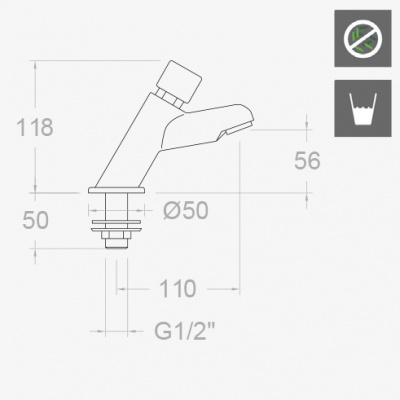 Кран нажимной порционный SOLESTOP 7270 Ramon Soler фото в интернет-магазине Русалия