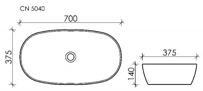 Умывальник чаша накладная овальная Element 700*375*140мм CN5040 Ceramica Nova фото в интернет-магазине Русалия