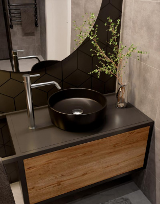 AQM5012 Раковина накладная круглая, цвет розовый матовый. 355x355x120 фото в интернет-магазине Русалия