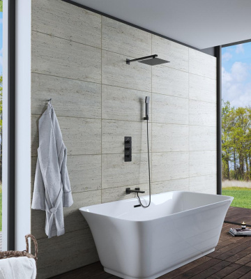 Душевая система встроенная с термостатом Timo Petruma черный (SX-5149/03SM) фото в интернет-магазине Русалия