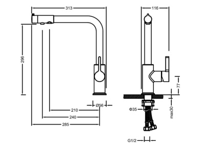 Смеситель Timo для кухни Hette (1026/17F) фото в интернет-магазине Русалия