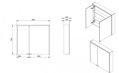 Зеркальный шкаф ESBANO ES-5008NS 80х70 ESBANO фото в интернет-магазине Русалия