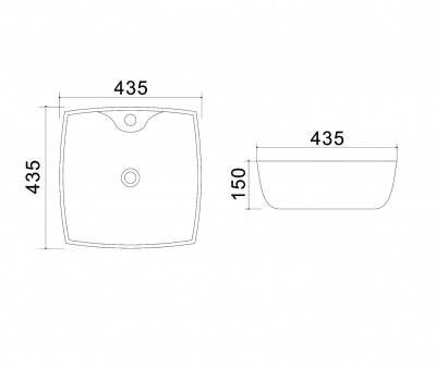 Раковина накладная квадратная 44 см AZ-4263 Azario фото в интернет-магазине Русалия