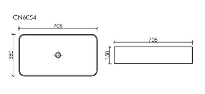 Умывальник чаша накладная прямоугольная Element 705*380*150мм CN6054 Ceramica Nova фото в интернет-магазине Русалия