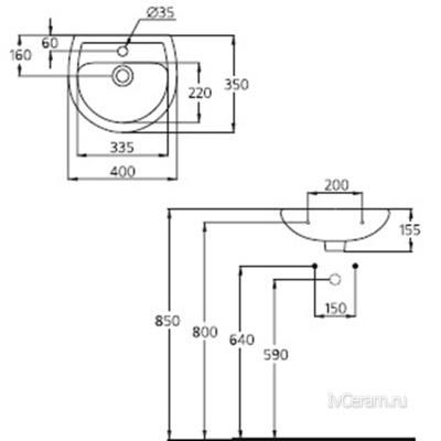 Умывальник Ecco V011601 Ideal Standard фото в интернет-магазине Русалия