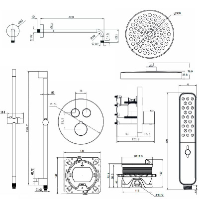 AQM 8401MB Набор для комплектации душа с термостатом, Черный матовый фото в интернет-магазине Русалия