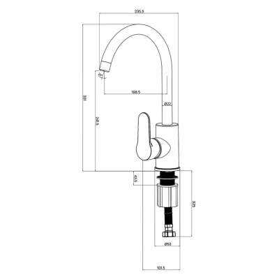 Смеситель Milardo для кухни черный матовый Poli (POLBLJ0M05) фото в интернет-магазине Русалия