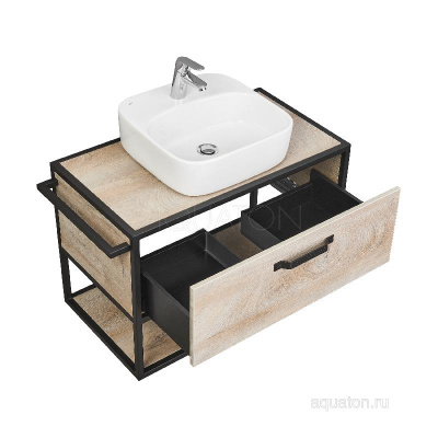 Тумба под раковину AQUATON Лофт Фабрик 80 дуб эндгрейн 1A242401LTDU0 фото в интернет-магазине Русалия