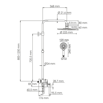 A185.067.058.WM Душевой комплект со смесителем Wasserkraft фото в интернет-магазине Русалия
