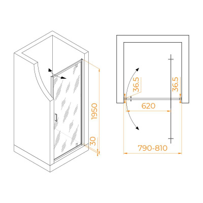Душевая дверь RGW LE-102 800, стекло прозрачное, профиль хром фото в интернет-магазине Русалия