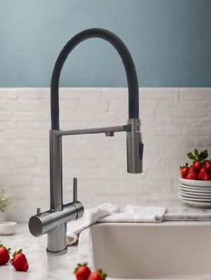 Смеситель для кухни с гибким изливом Flusso 050203 GrMt AltroBagno фото в интернет-магазине Русалия