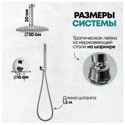 Душевая система встраиваемая (без излива) Grocenberg GB5099CR-4, хром фото в интернет-магазине Русалия