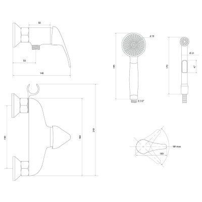 Смеситель Славен с гигиеническим душем Дача В (СЛ-ОД-В41) фото в интернет-магазине Русалия