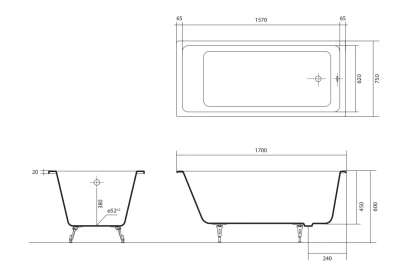 Чугунная ванна Альфа AQ8970F-00 170х75 с ножками Aquatek фото в интернет-магазине Русалия