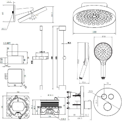 AQM 8403CR Набор для комплектации душа с термостатом, Хром фото в интернет-магазине Русалия