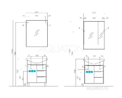 Тумба под раковину AQUATON Рико 65 белый, ясень фабрик 1A213301RIB90 фото в интернет-магазине Русалия