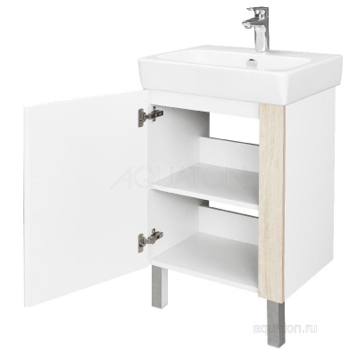 Тумба под раковину AQUATON Кантри 55 белый, дуб верона 1A257601AHB20 фото в интернет-магазине Русалия