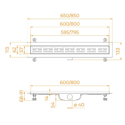 Душевой лоток Drain Leo-10 с решеткой, 80 см RGW фото в интернет-магазине Русалия
