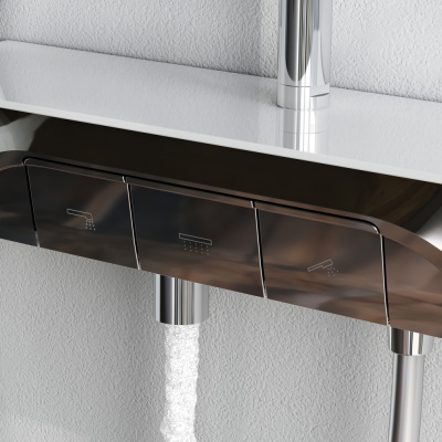 F078F700 Func, душ.система: см-ль-полка д/ванны/душа, душ.штанга, верхн. душ квадр., ручн.душ, хром фото в интернет-магазине Русалия