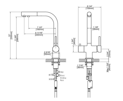 Смеситель для кухни с подключением фильтра и выдвижной лейкой Timo Saona (2356/03FL) черный фото в интернет-магазине Русалия