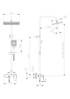 Душевая система с изливом RUSH Thira (TR3635-50White) фото в интернет-магазине Русалия