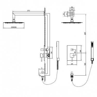 Душевая система встраиваемая SP-54 RGW фото в интернет-магазине Русалия