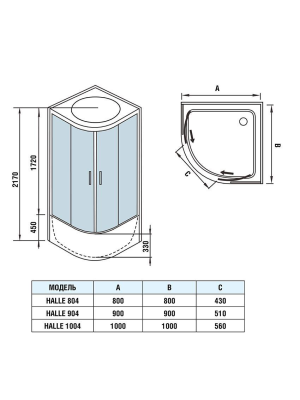 Душевая кабина HALLE 804 80*80*217 10000003247 WeltWasser фото в интернет-магазине Русалия