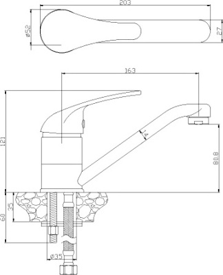 Смеситель для кухонной мойки Rossinka Y (Y40-22) фото в интернет-магазине Русалия