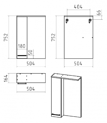 Зеркальный шкаф Крафт 50 левый П-Кра-02050-011Л Misty фото в интернет-магазине Русалия