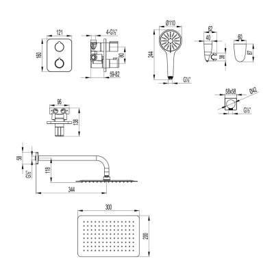 Смеситель Lemark Bronx для ванны и душа термостатический встраиваемый (LM3749GM) фото в интернет-магазине Русалия