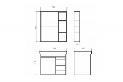 Зеркало-шкаф Comforty Вена-70 дуб дымчатый фото в интернет-магазине Русалия
