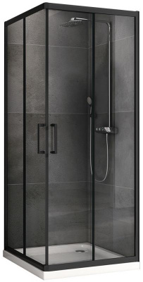 Душевой уголок ABBER Schwarzer Diamant AG02100B 100х100 квадрат, профиль черный, прозрачное стекло фото в интернет-магазине Русалия